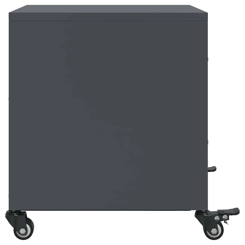 Lot de 2 tables de chevet sur roulettes avec tiroirs 36 x 39 x 43,5 cm acier anthracite DEC034822