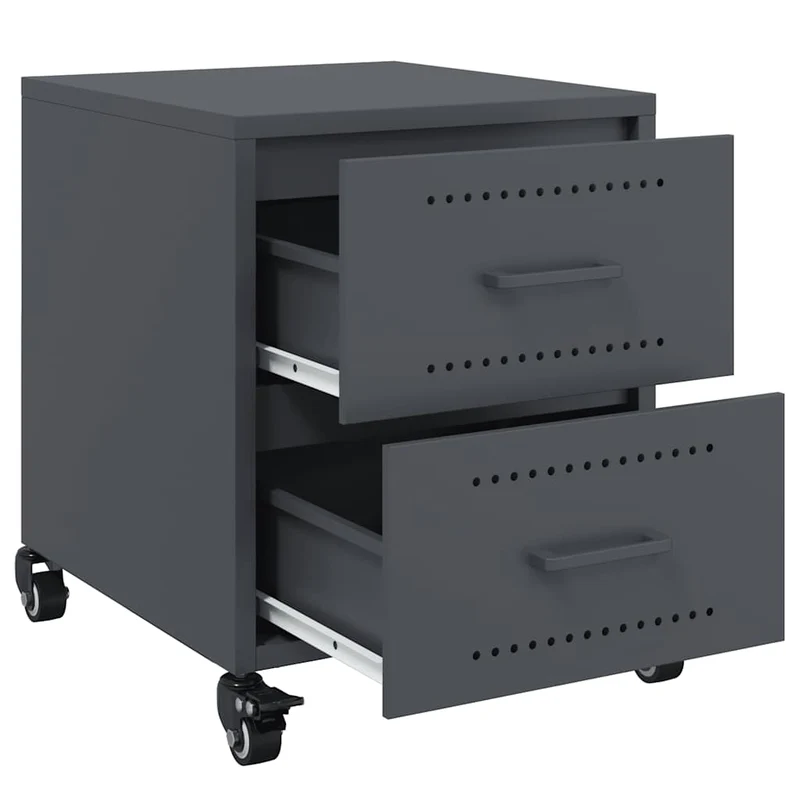 Lot de 2 tables de chevet sur roulettes avec tiroirs 36 x 39 x 43,5 cm acier anthracite DEC034822