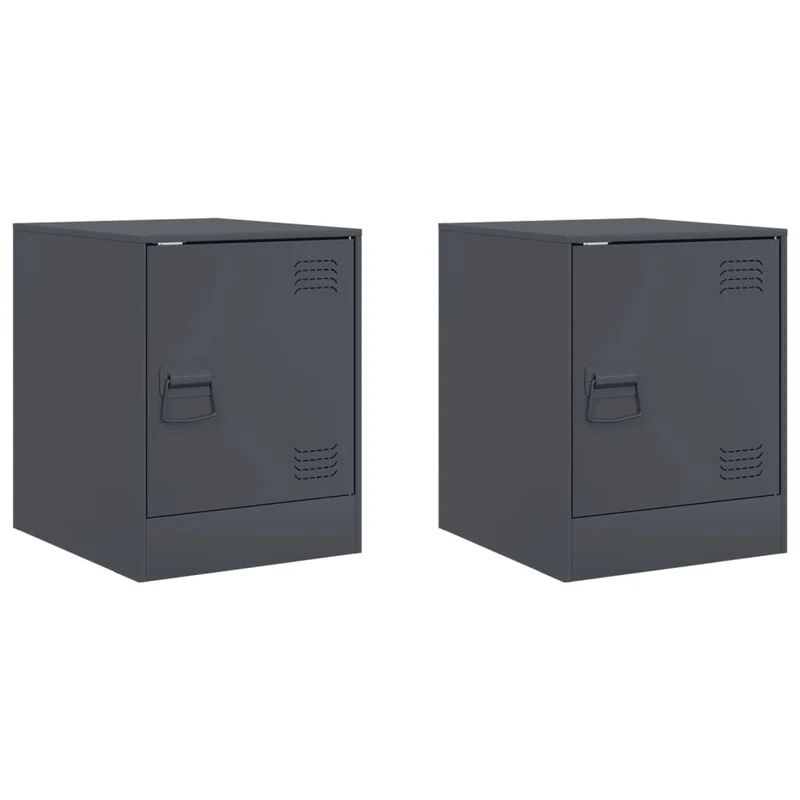 Lot de 2 tables de chevet avec compartiment avec porte 34,5 x 39 x 44 cm acier anthracite DEC034816