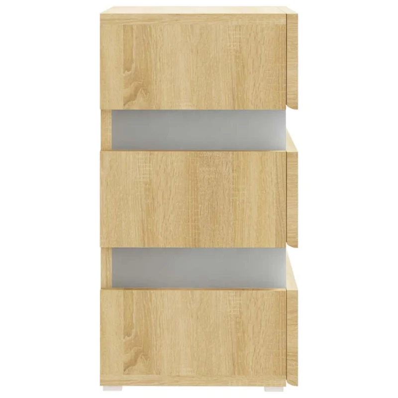 Table de chevet avec lumières LED et tiroirs 45 x 35 x 67cm bois d'ingénierie couleur chêne DEC034740