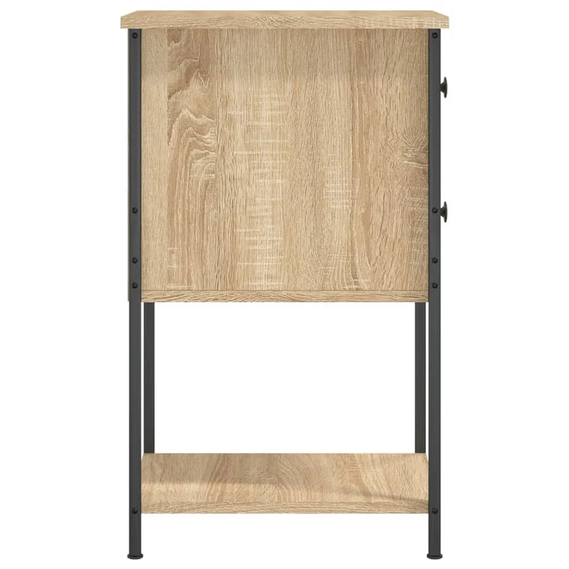 Table de chevet avec tiroirs et étagère 32 x 42 x 70 cm bois d'ingénierie couleur chêne et fer DEC033801