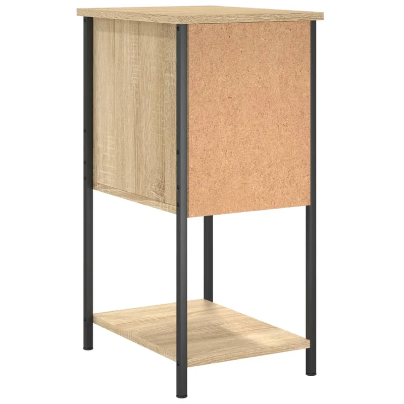 Table de chevet avec tiroirs et étagère 32 x 42 x 70 cm bois d'ingénierie couleur chêne et fer DEC033801