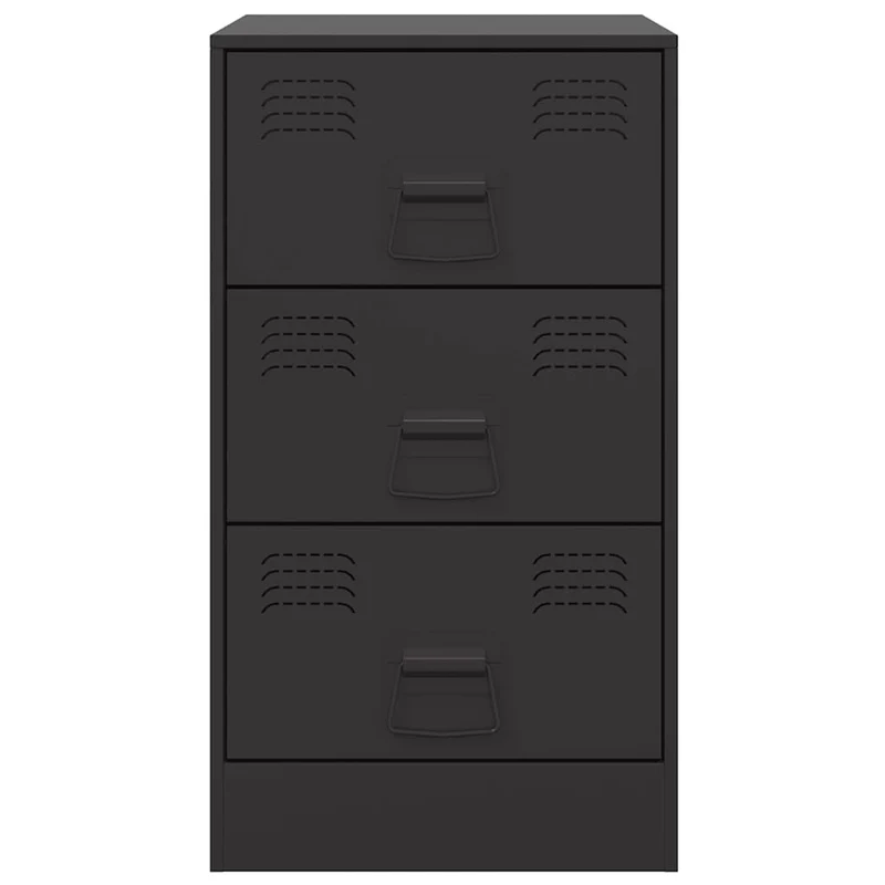 Lot de 2 tables de chevet avec 3 tiroirs 34,5 x 39 x 62 cm acier noir DEC035464