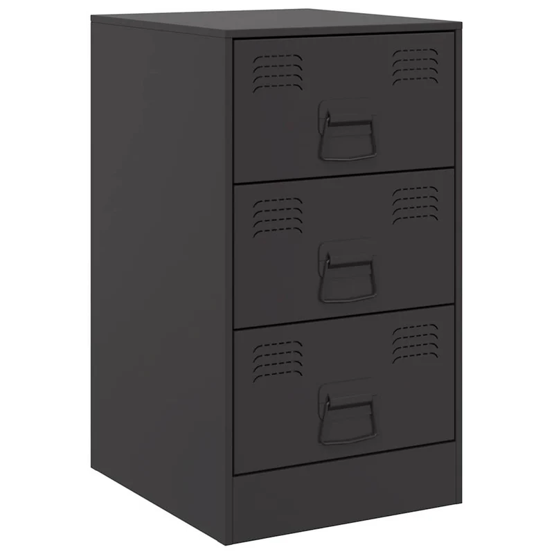 Lot de 2 tables de chevet avec 3 tiroirs 34,5 x 39 x 62 cm acier noir DEC035464