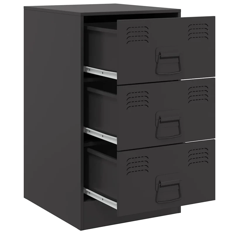 Lot de 2 tables de chevet avec 3 tiroirs 34,5 x 39 x 62 cm acier noir DEC035464