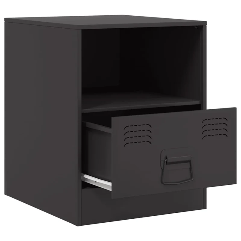 Lot de 2 tables de chevet avec tiroir et compartiment ouvert 34,5 x 39 x 44 cm acier noir DEC035462
