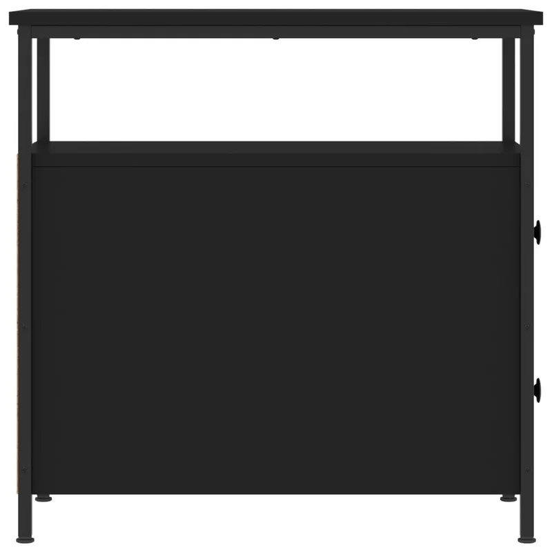 Lot de 2 tables de chevet avec deux tiroirs et étagère 30 x 60 x 60 cm bois d’ingénierie noir DEC035458