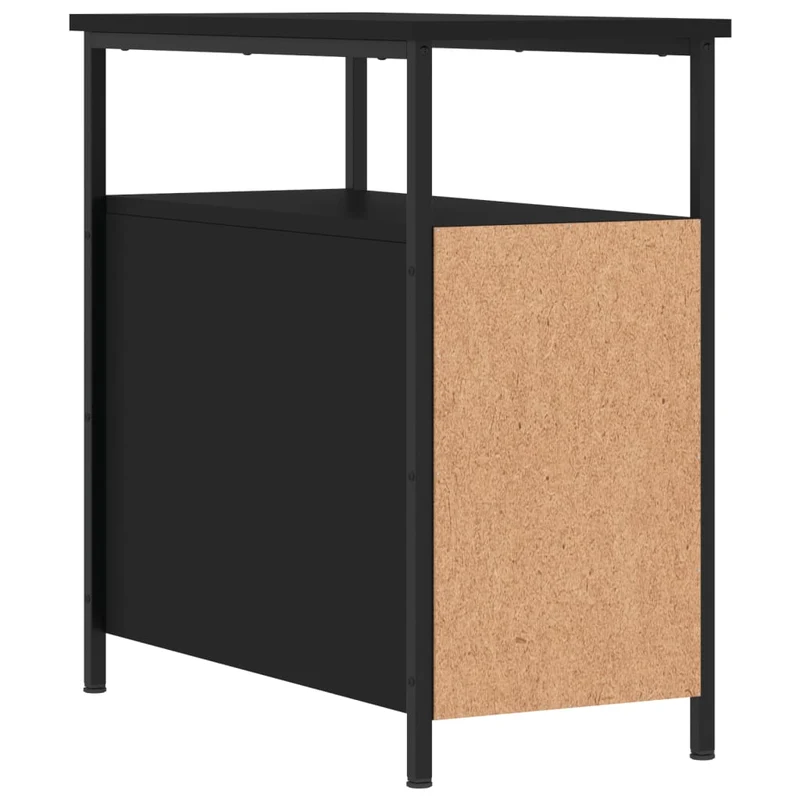 Lot de 2 tables de chevet avec deux tiroirs et étagère 30 x 60 x 60 cm bois d’ingénierie noir DEC035458