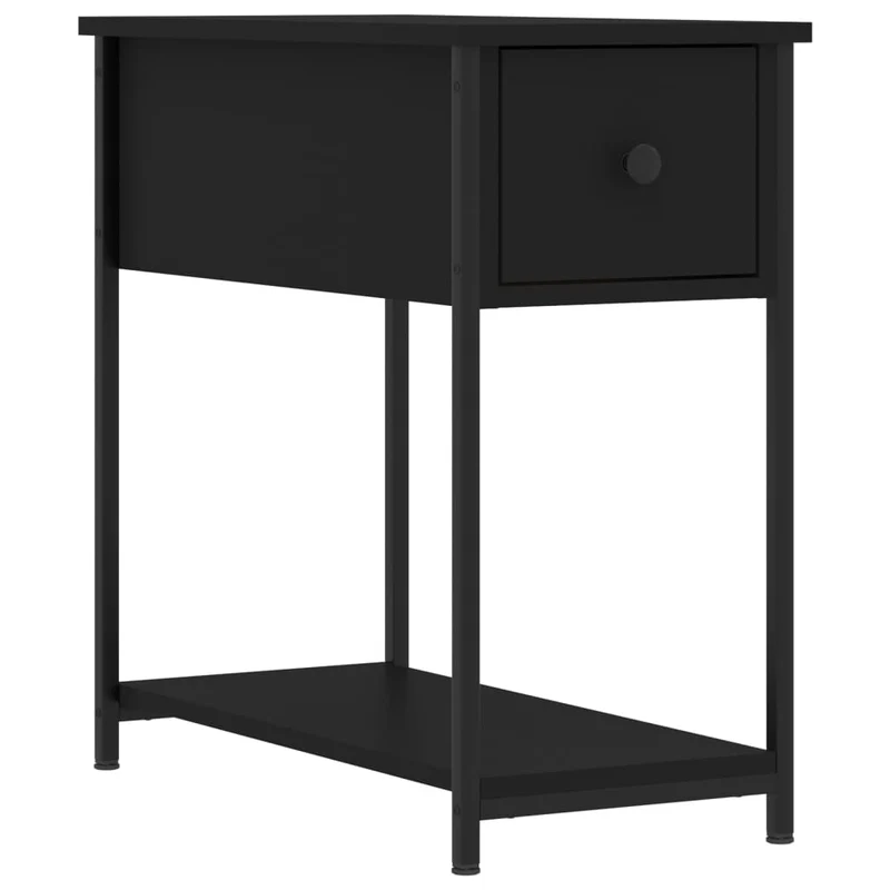 Lot de 2 tables de chevet avec tiroir et étagère 30 x 60 x 60 cm bois d’ingénierie noir DEC035457