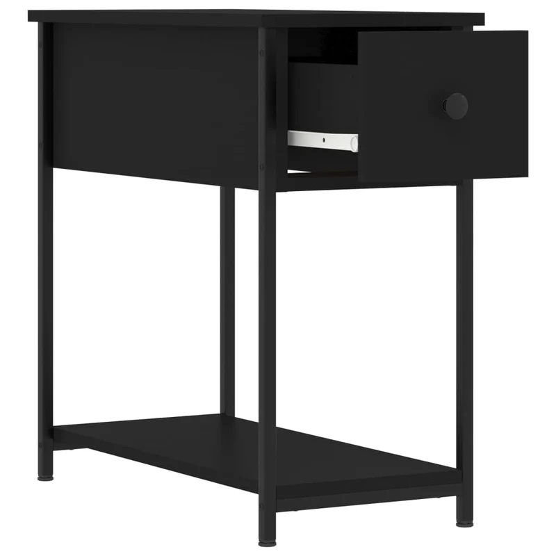 Lot de 2 tables de chevet avec tiroir et étagère 30 x 60 x 60 cm bois d’ingénierie noir DEC035457