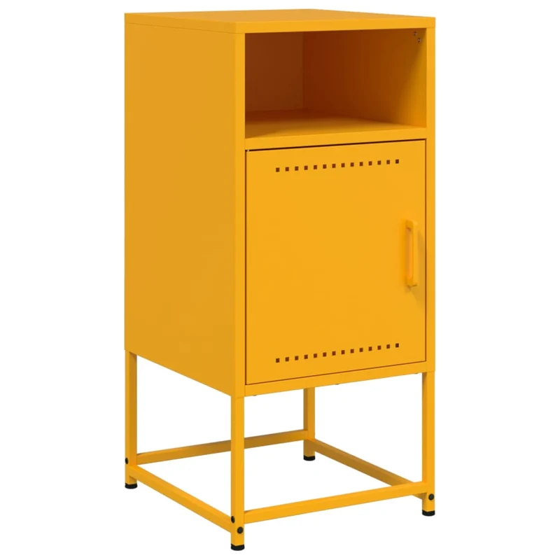 Lot de 2 tables de chevet avec compartiment avec porte et ouvert 36 x 39 x 78 cm acier jaune moutarde DEC035435