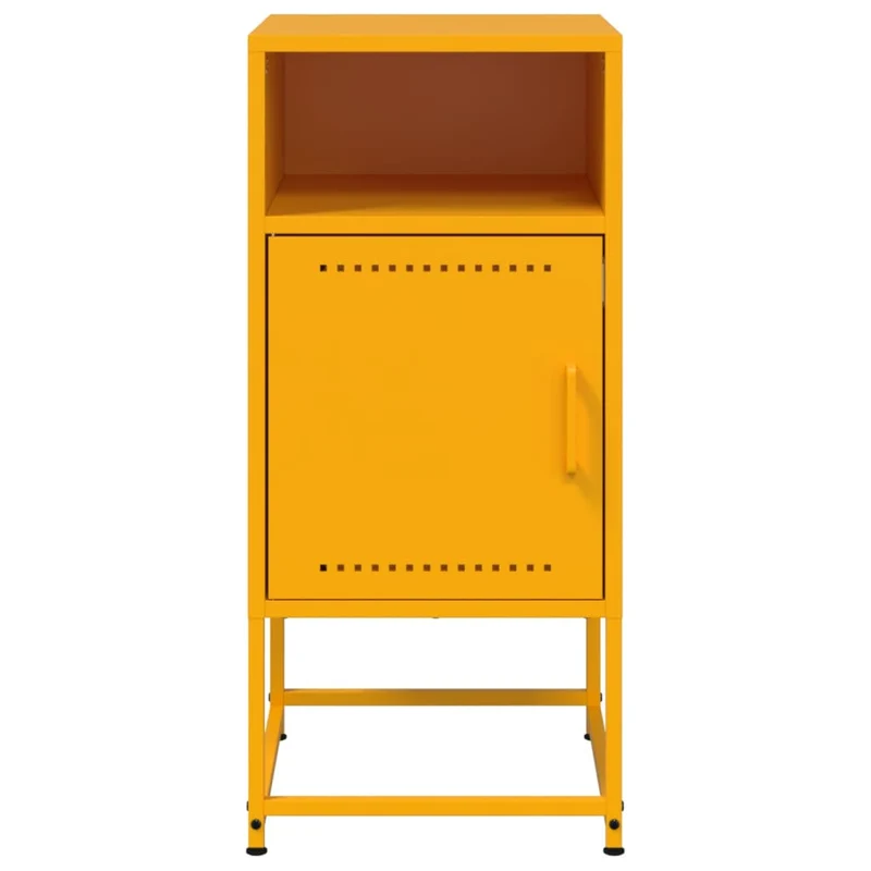 Lot de 2 tables de chevet avec compartiment avec porte et ouvert 36 x 39 x 78 cm acier jaune moutarde DEC035435