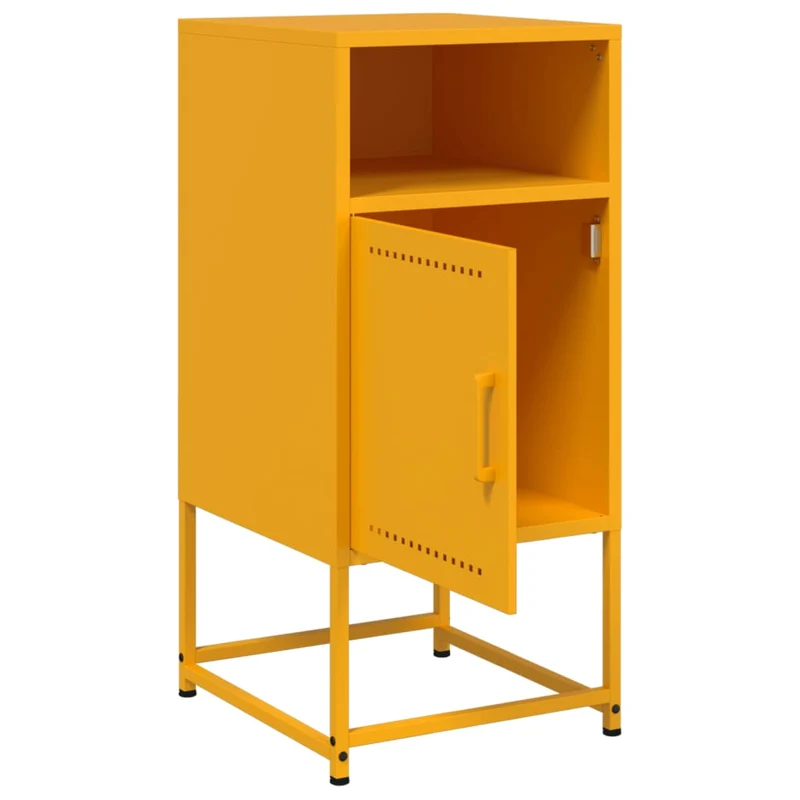 Lot de 2 tables de chevet avec compartiment avec porte et ouvert 36 x 39 x 78 cm acier jaune moutarde DEC035435