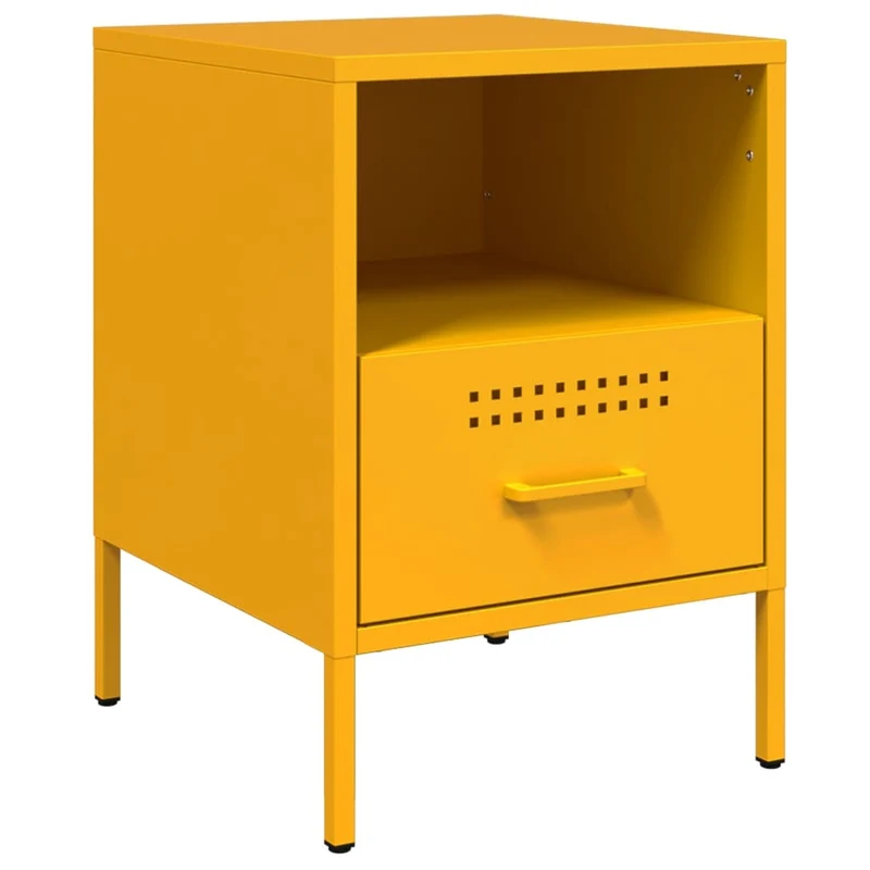 Lot de 2 tables de chevet avec tiroir et compartiment ouvert 36 x 39 x 50,5 cm acier jaune moutarde DEC035428