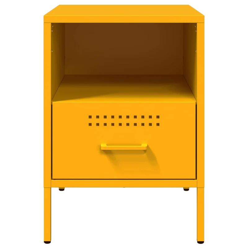 Lot de 2 tables de chevet avec tiroir et compartiment ouvert 36 x 39 x 50,5 cm acier jaune moutarde DEC035428