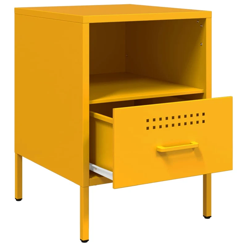 Lot de 2 tables de chevet avec tiroir et compartiment ouvert 36 x 39 x 50,5 cm acier jaune moutarde DEC035428