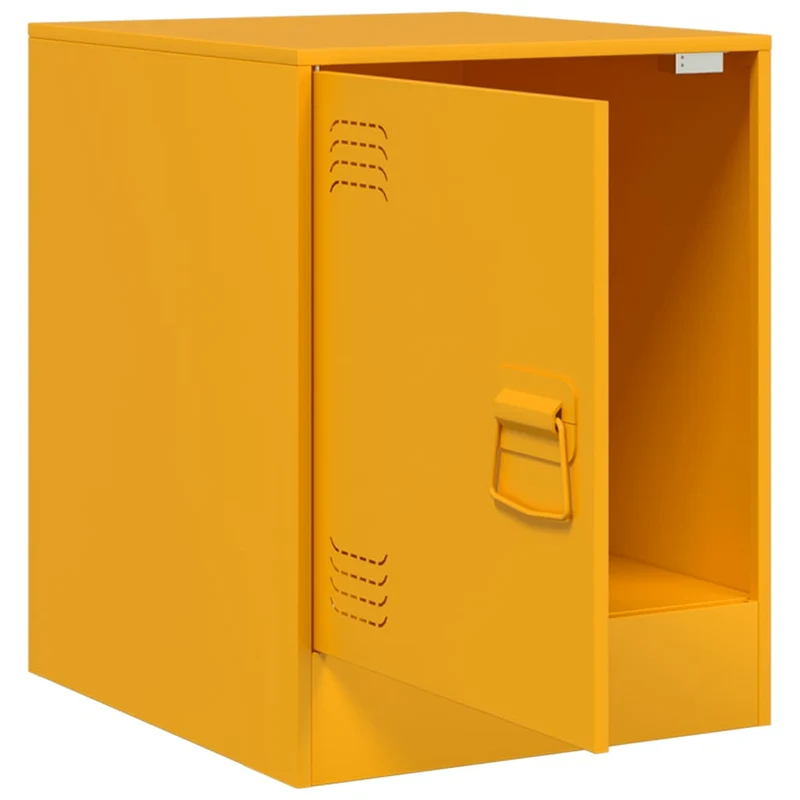 Lot de 2 tables de chevet avec compartiment avec porte 34,5 x 39 x 44 cm acier jaune moutarde DEC035419