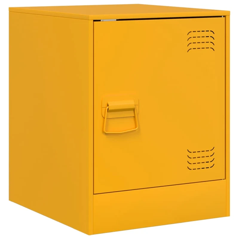 Lot de 2 tables de chevet avec compartiment avec porte 34,5 x 39 x 44 cm acier jaune moutarde DEC035419