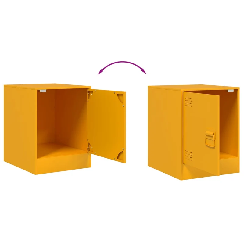 Lot de 2 tables de chevet avec compartiment avec porte 34,5 x 39 x 44 cm acier jaune moutarde DEC035419