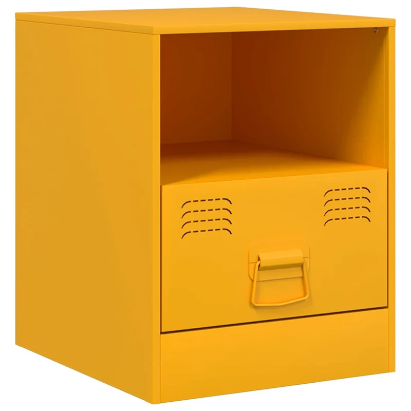 Lot de 2 tables de chevet avec tiroir et compartiment ouvert 34,5 x 39 x 44 cm acier jaune DEC035418