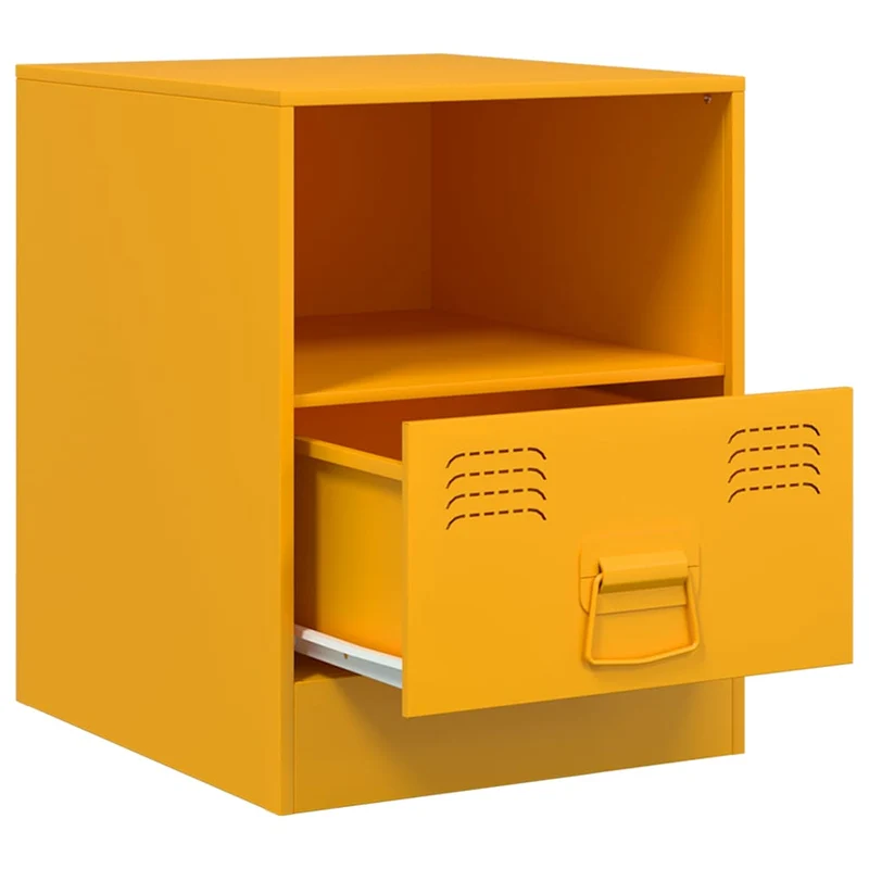 Lot de 2 tables de chevet avec tiroir et compartiment ouvert 34,5 x 39 x 44 cm acier jaune DEC035418
