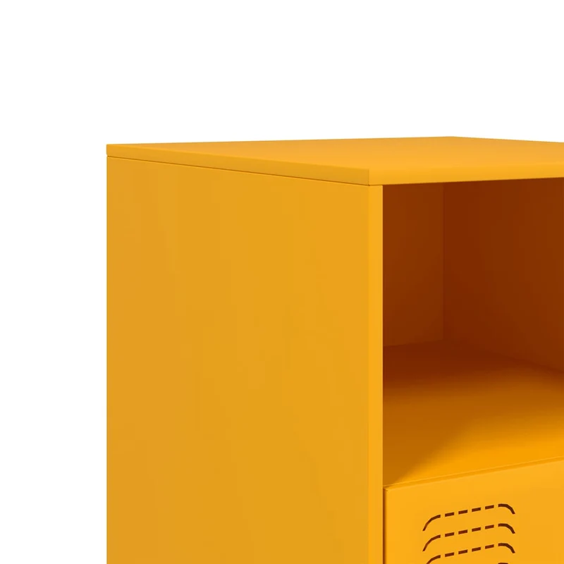 Lot de 2 tables de chevet avec tiroir et compartiment ouvert 34,5 x 39 x 44 cm acier jaune DEC035418