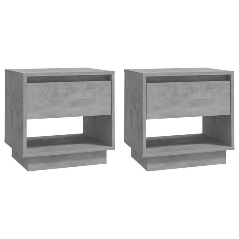 Lot de 2 tables de chevet avec tiroirs et étagère 45 x 34 x 44 cm bois d'ingénierie gris DEC035402