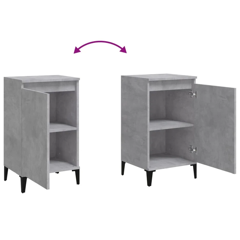 Lot de 2 tables de chevet avec compartiment avec porte 40 x 35 x 70 cm bois d'ingénierie gris DEC035386