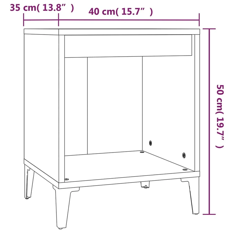 Lot de 2 tables de chevet avec compartiment ouvert 40 x 35 x 50 cm bois d'ingénierie gris DEC035362