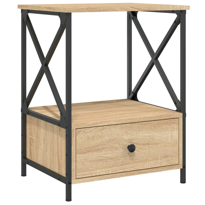 Lot de 2 tables de chevet avec tiroir et étagère 50 x 41 x 65 cm bois ingénierie couleur chêne DEC035293