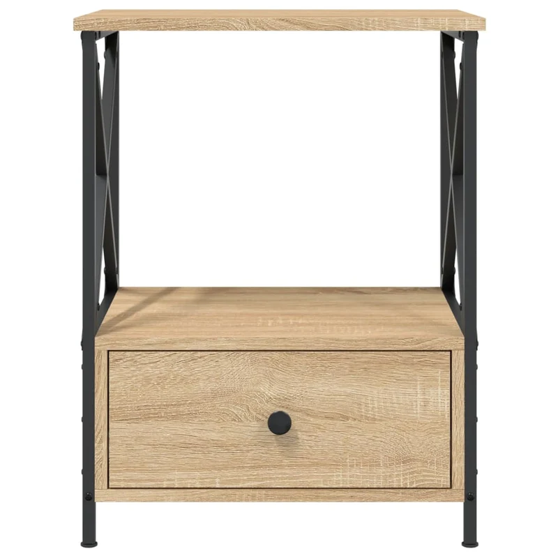 Lot de 2 tables de chevet avec tiroir et étagère 50 x 41 x 65 cm bois ingénierie couleur chêne DEC035293