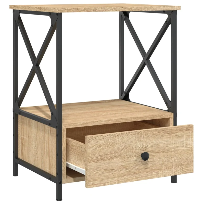 Lot de 2 tables de chevet avec tiroir et étagère 50 x 41 x 65 cm bois ingénierie couleur chêne DEC035293