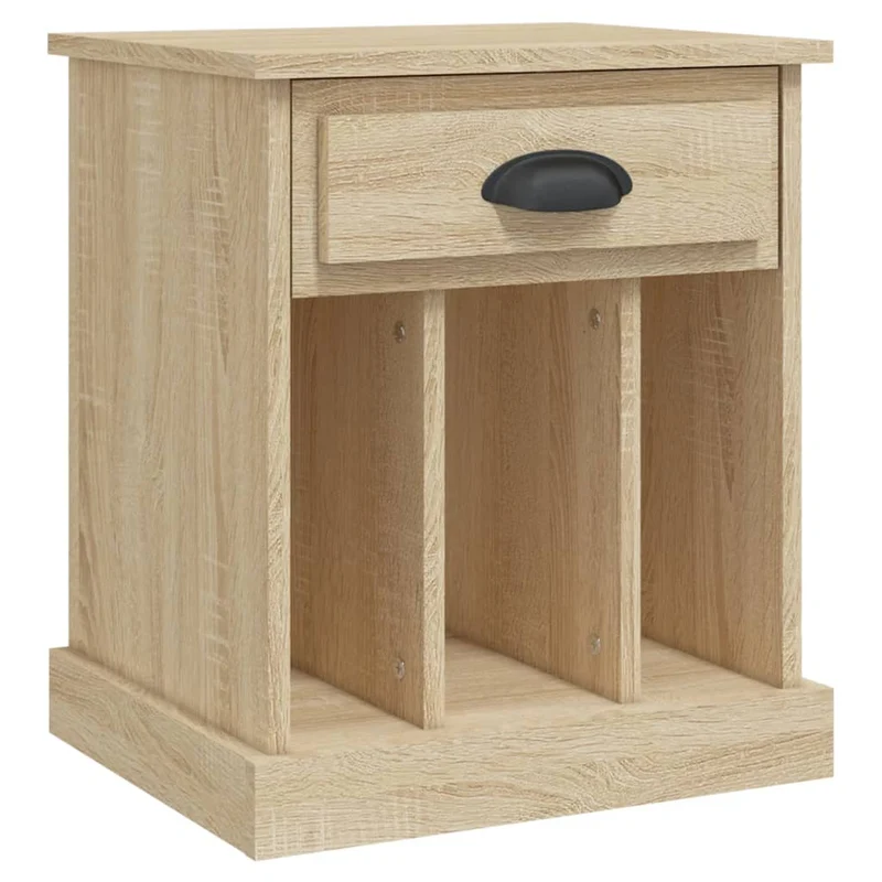 Lot de 2 tables de chevet avec tiroir et 3 compartiments 43 x 36 x 50 cm bois d'ingénierie couleur chêne DEC035288