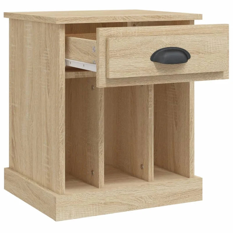 Lot de 2 tables de chevet avec tiroir et 3 compartiments 43 x 36 x 50 cm bois d'ingénierie couleur chêne DEC035288