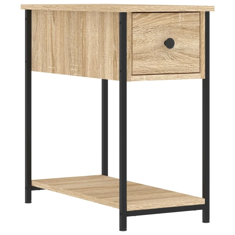 Lot de 2 tables de chevet avec tiroirs et étagère 30 x 60 x 60 cm bois ingénierie couleur chêne et fer DEC035218
