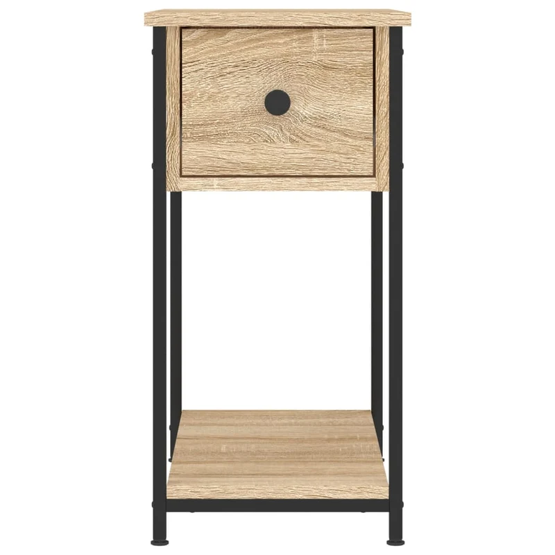 Lot de 2 tables de chevet avec tiroirs et étagère 30 x 60 x 60 cm bois ingénierie couleur chêne et fer DEC035218