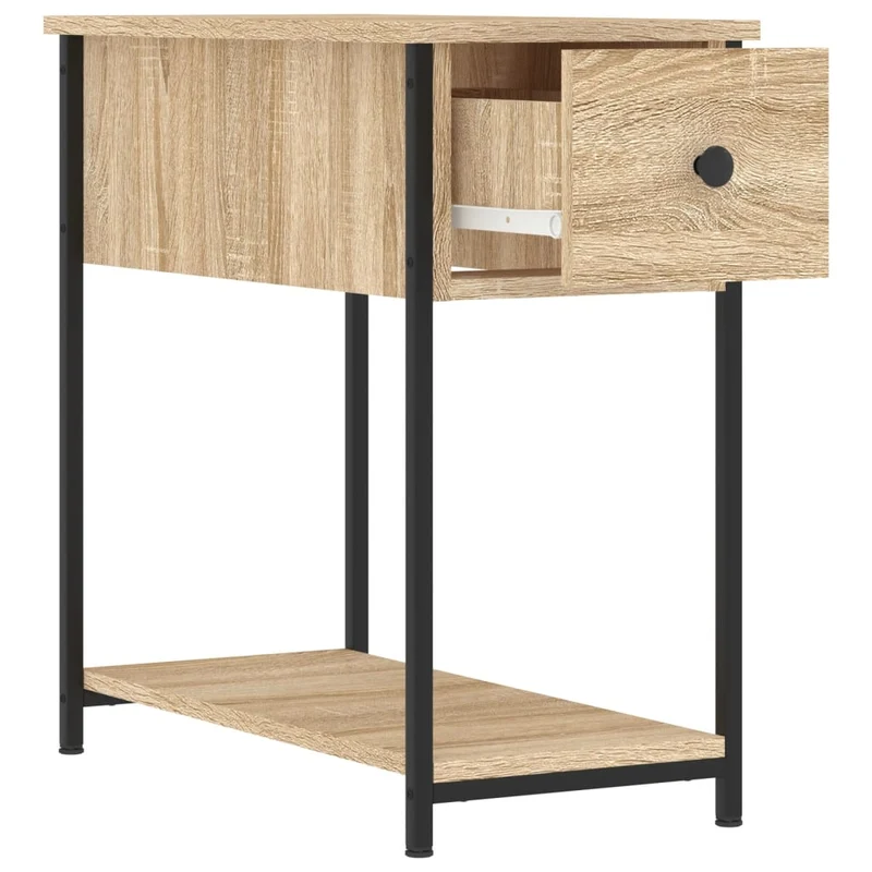 Lot de 2 tables de chevet avec tiroirs et étagère 30 x 60 x 60 cm bois ingénierie couleur chêne et fer DEC035218