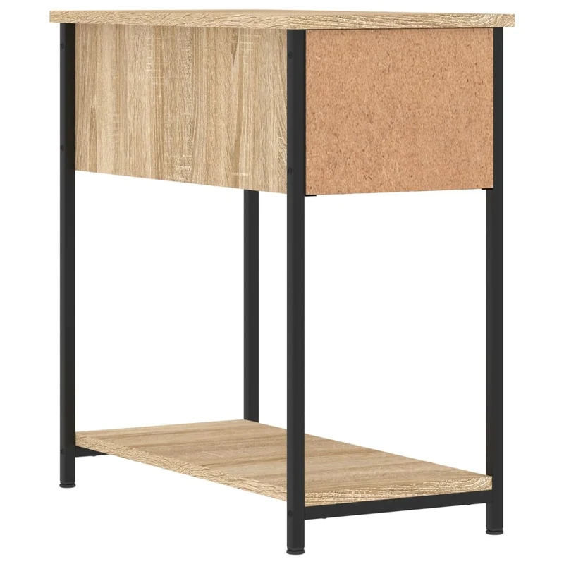 Lot de 2 tables de chevet avec tiroirs et étagère 30 x 60 x 60 cm bois ingénierie couleur chêne et fer DEC035218