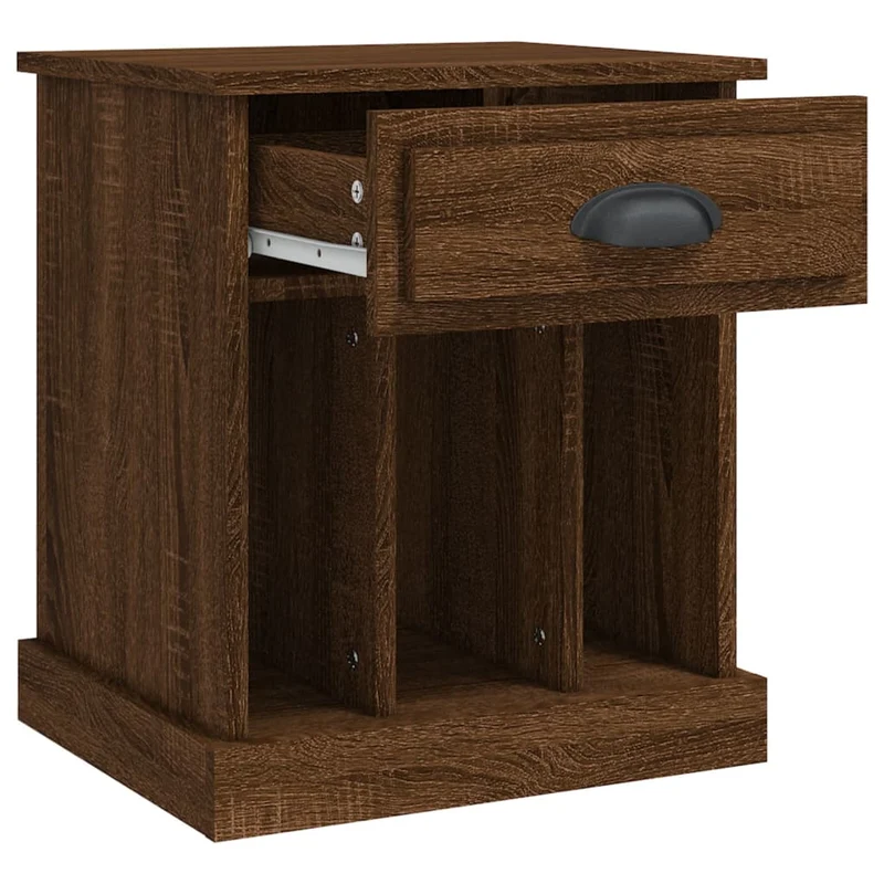 Lot de 2 tables de chevet avec tiroir et 3 compartiments 43 x 36 x 50 cm bois d'ingénierie marron DEC035205