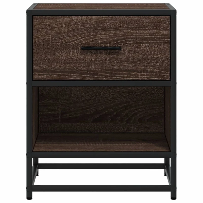 Lot de 2 tables de chevet avec tiroir et compartiment ouvert 40 x 31 x 50 cm bois ingénierie marron et acier DEC035161