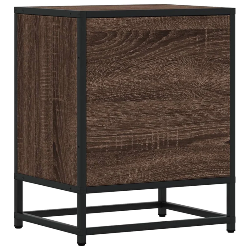 Lot de 2 tables de chevet avec tiroir et compartiment ouvert 40 x 31 x 50 cm bois ingénierie marron et acier DEC035161