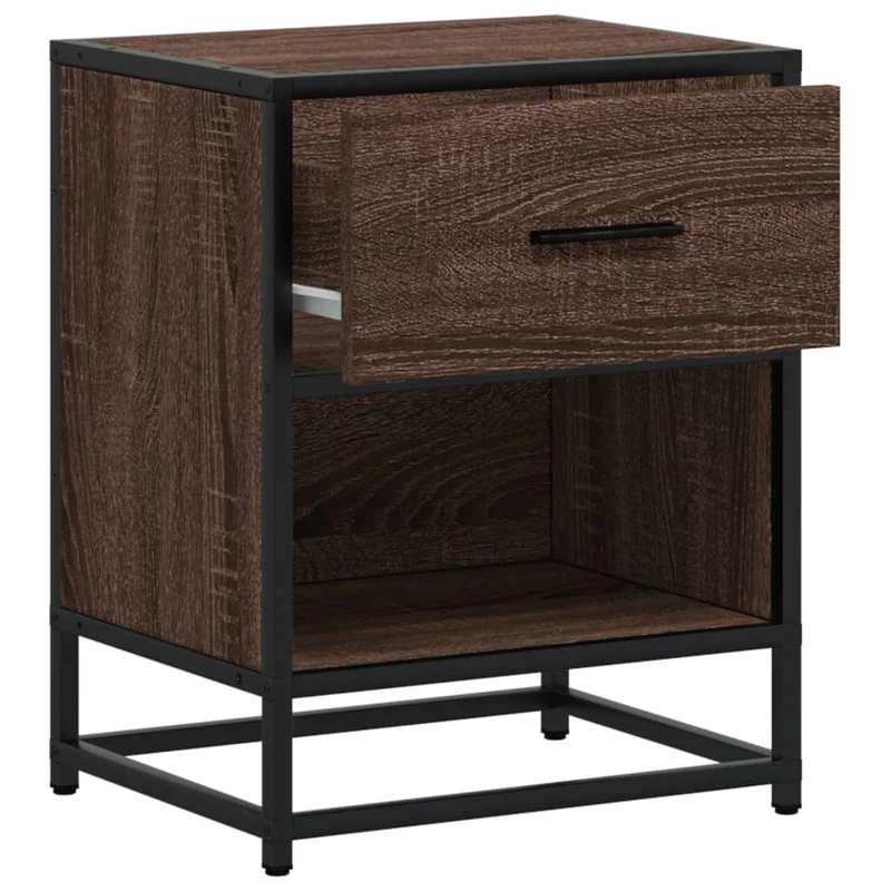 Lot de 2 tables de chevet avec tiroir et compartiment ouvert 40 x 31 x 50 cm bois ingénierie marron et acier DEC035161