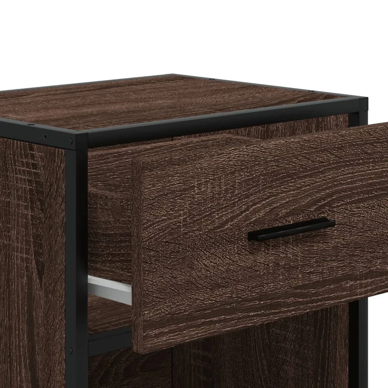 Lot de 2 tables de chevet avec tiroir et compartiment ouvert 40 x 31 x 50 cm bois ingénierie marron et acier DEC035161