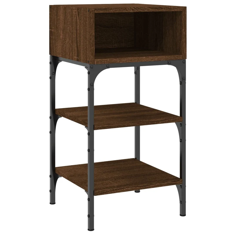 Lot de 2 tables de chevet avec étagères et compartiment ouvert 35 x 34,5 x 70 cm bois d'ingénierie marron DEC035158