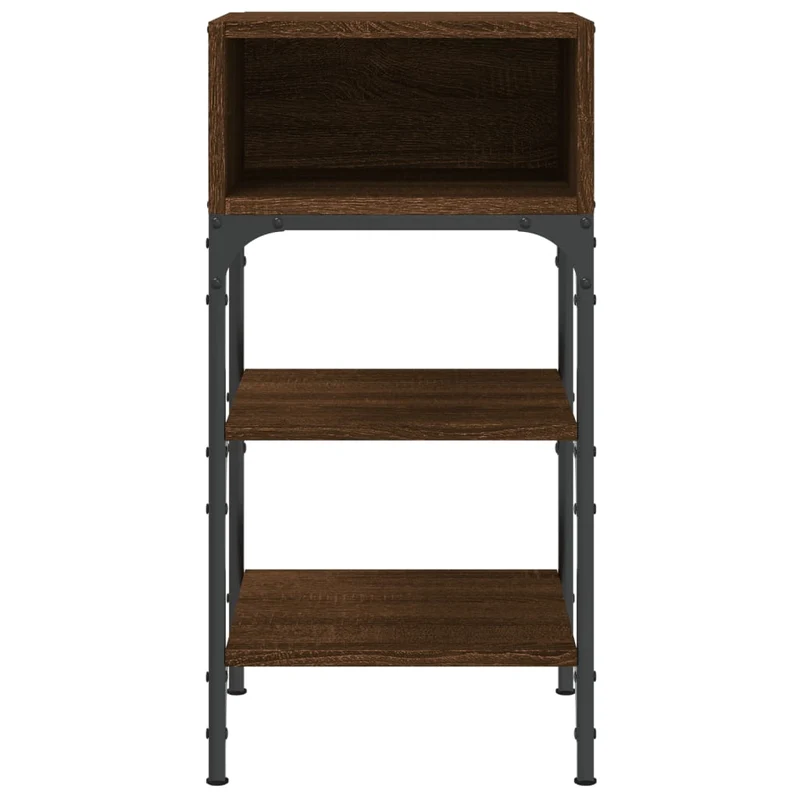 Lot de 2 tables de chevet avec étagères et compartiment ouvert 35 x 34,5 x 70 cm bois d'ingénierie marron DEC035158