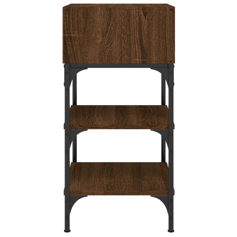 Lot de 2 tables de chevet avec étagères et compartiment ouvert 35 x 34,5 x 70 cm bois d'ingénierie marron DEC035158