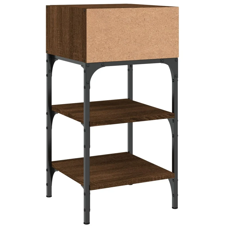 Lot de 2 tables de chevet avec étagères et compartiment ouvert 35 x 34,5 x 70 cm bois d'ingénierie marron DEC035158