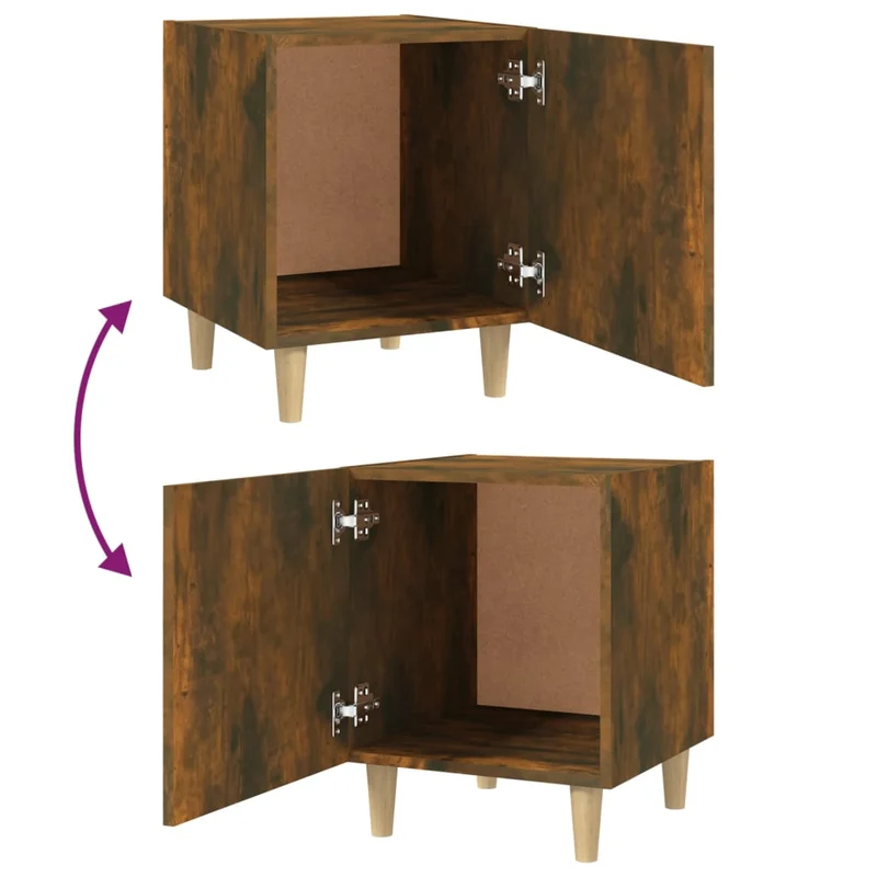 Lot de 2 tables de chevet avec compartiment avec porte 40 x 40 x 50 cm en bois d'ingénierie marron DEC035154