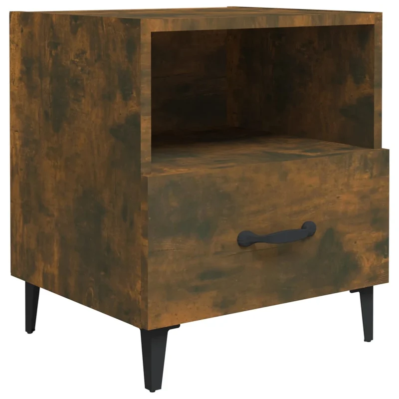 Lot de 2 tables de chevet 40 x 35 x 47,5 cm avec tiroir et compartiment ouvert en bois d'ingénierie marron DEC035152