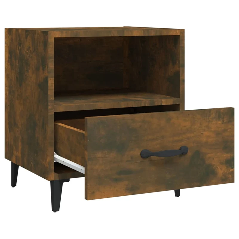 Lot de 2 tables de chevet 40 x 35 x 47,5 cm avec tiroir et compartiment ouvert en bois d'ingénierie marron DEC035152